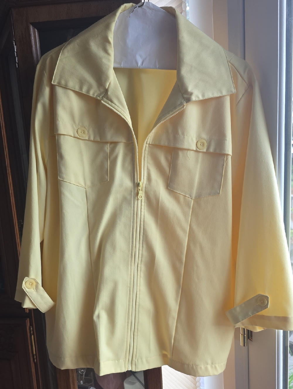 Alfred Dunner Pale Yellow Zip-Front Utility Jacket